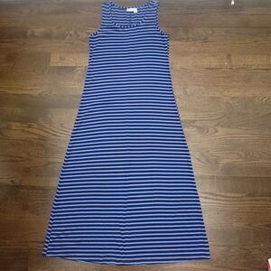Zenergy by Chicos Maxi Dress Womens 1 Blue Striped Sleeveless Scoop Neck Stretch